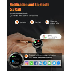 Tikland Military Smart Watch for Men Answer/Make Call for Android iPhone, 1.39" AMOLED HD Screen Mens Luxury Watch 114 Sports Modes, 400mAh Rugged Smartwatch Pedometer