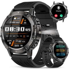 Tikland Military Smart Watch for Men Answer/Make Call for Android iPhone, 1.39" AMOLED HD Screen Mens Luxury Watch 114 Sports Modes, 400mAh Rugged Smartwatch Pedometer